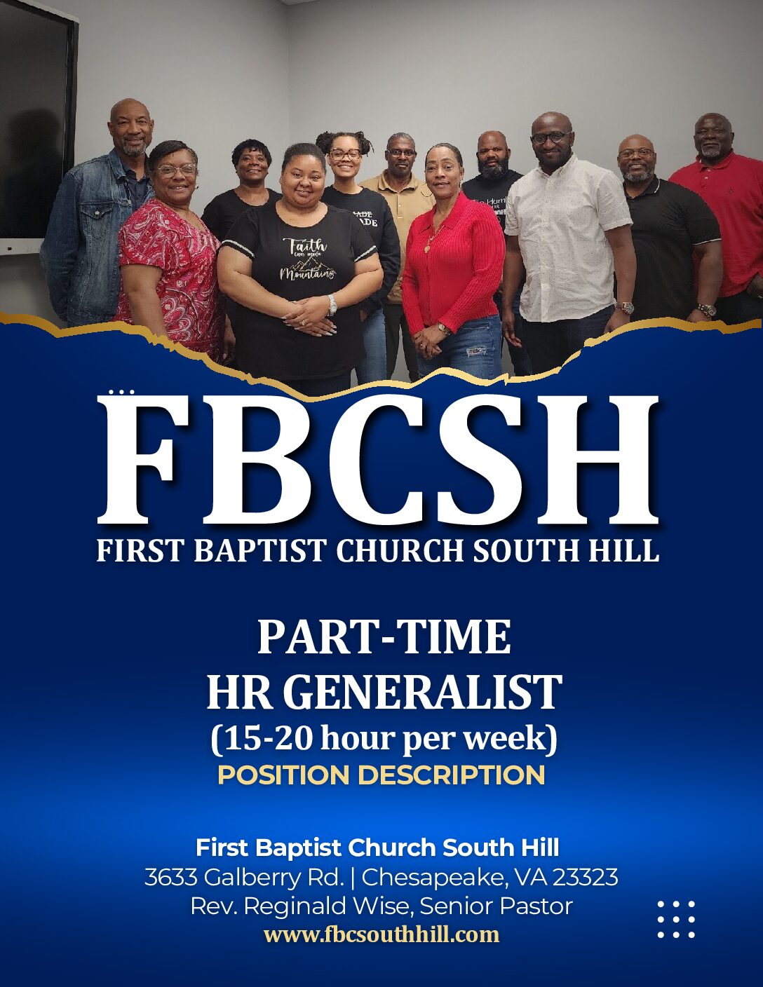 HR Generalist Job Description | First Baptist Church South Hill