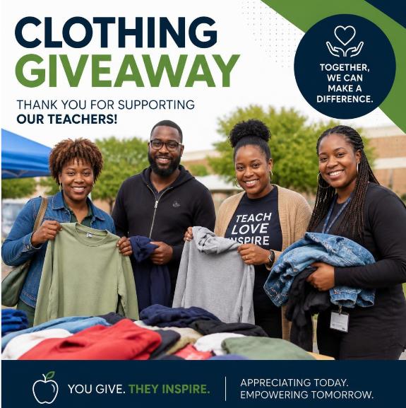 Clothing giveaway table thanking supporters at IMPACT Sunday